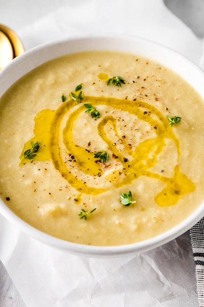 Roasted Cauliflower, Turnip, and Leek Soup