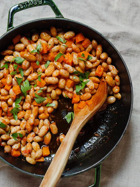 Turkish style Borlotti Beans with sauteed Fennel and Red Russian Kale